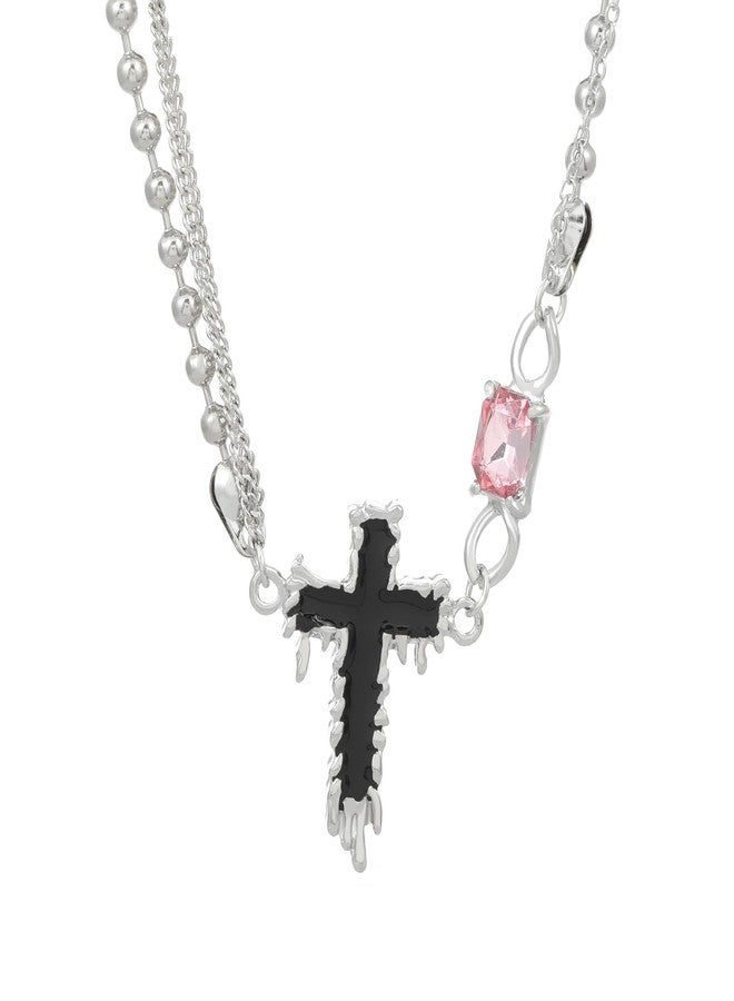 Uarein Crystal Cross Necklaces for Women Layered Gothic Cross Choker Necklaces Vintage Y2K Cross Necklaces Goth Ball Chain Cross Necklaces Birthday Jewelry Gifts (A) - Image 1